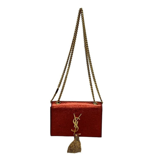 Saint Laurent Paris Shoulder Bag Kate 354120 Red Mini Bag/chain Shoulder/metalli