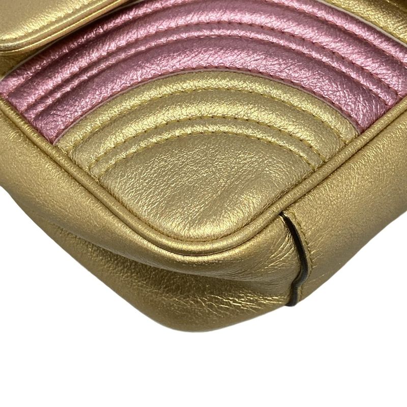 Gucci Shoulder Bag GG Marmont Quilted Small Shoulder Bag 443497 Gold And Pink