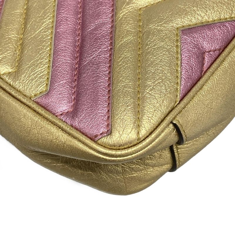 Gucci Shoulder Bag GG Marmont Quilted Small Shoulder Bag 443497 Gold And Pink