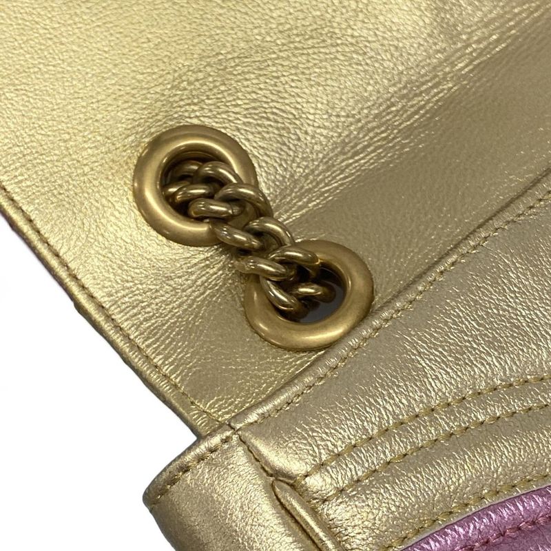 Gucci Shoulder Bag GG Marmont Quilted Small Shoulder Bag 443497 Gold And Pink