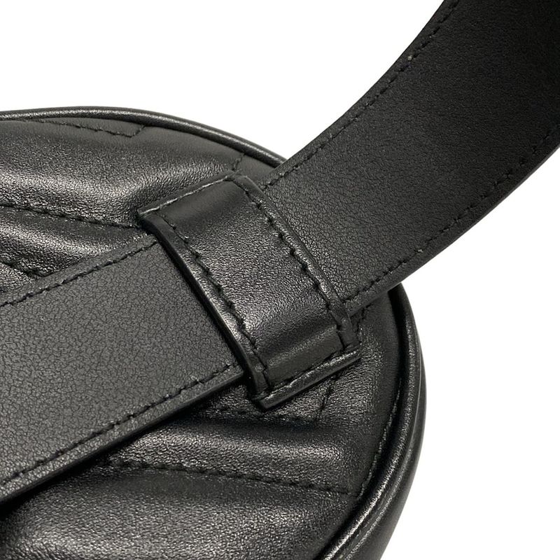 Gucci Waist Pouch GG Marmont Quilted Leather Belt Bag 476434 Black Leather