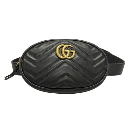 Gucci Waist Pouch GG Marmont Quilted Leather Belt Bag 476434 Black Leather