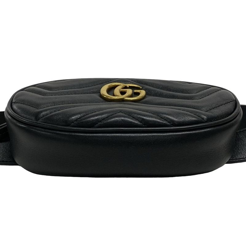 Gucci Waist Pouch GG Marmont Quilted Leather Belt Bag 476434 Black Leather