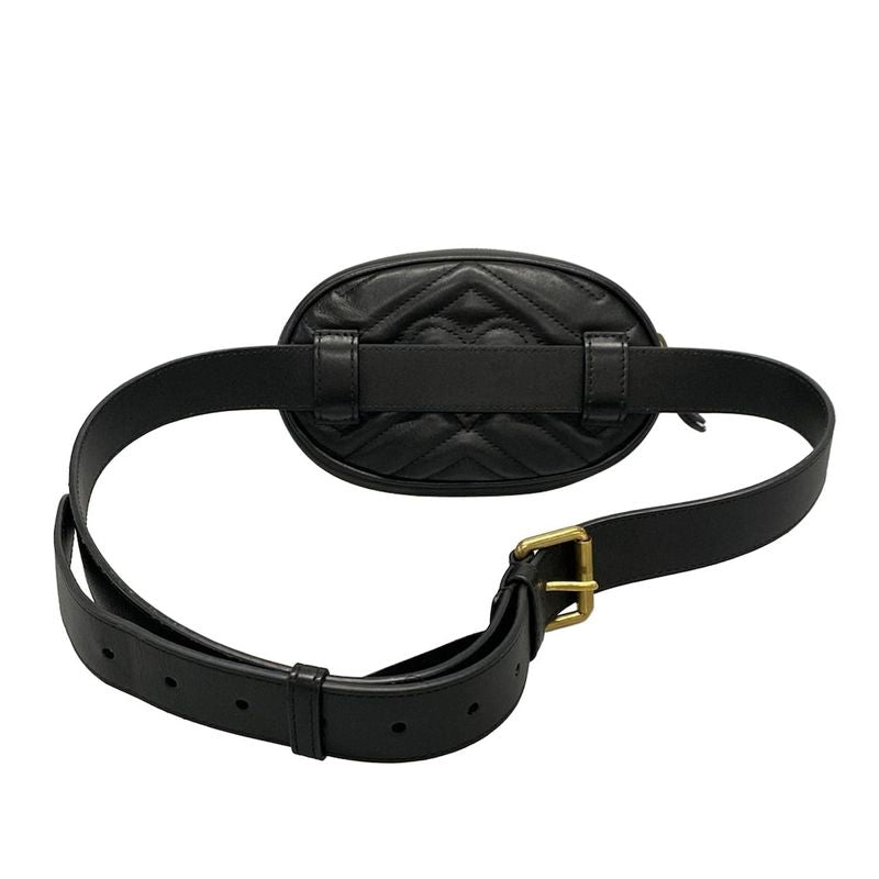 Gucci Waist Pouch GG Marmont Quilted Leather Belt Bag 476434 Black Leather