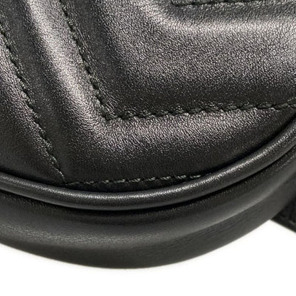 Gucci Waist Pouch GG Marmont Quilted Leather Belt Bag 476434 Black Leather