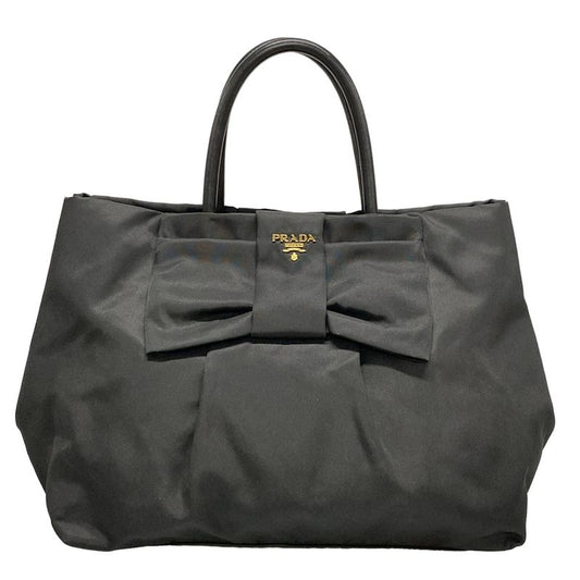 Prada Tote Bag - Bn1601 Black Ribbon Leather