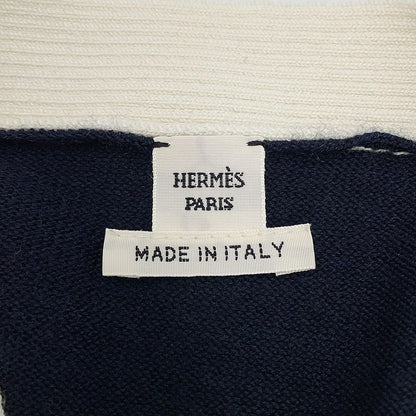 Hermes Cardigan Chaine D'ancre Knit Silk Cashmere 36 Blue Noir Black