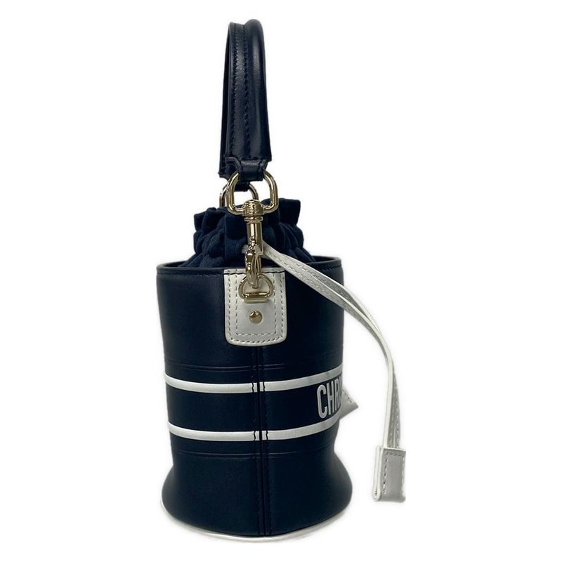 Dior/christian Dior Handbag Vibe Micro Bucket Bag Navy And White Mini Size /