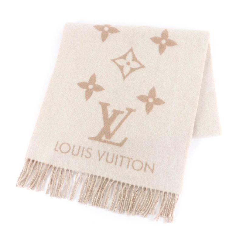 Louis Vuitton 2024 M78123 Scarf Reykjavik 100% Cashmere Beige Logo Design