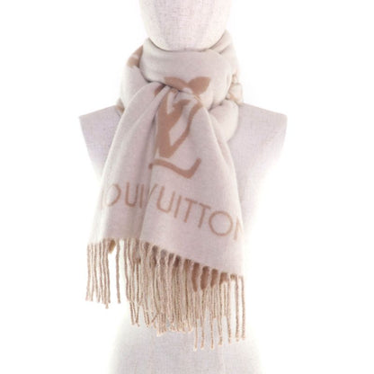 Louis Vuitton 2024 M78123 Scarf Reykjavik 100% Cashmere Beige Logo Design