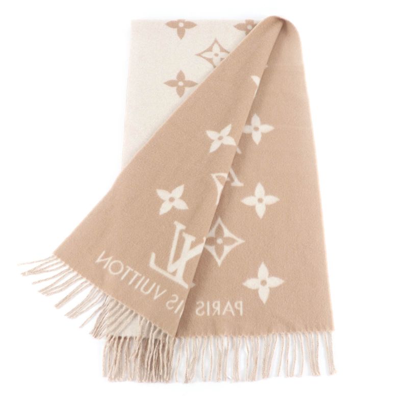 Louis Vuitton 2024 M78123 Scarf Reykjavik 100% Cashmere Beige Logo Design