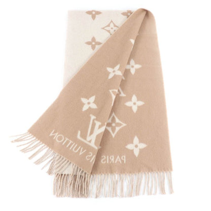 Louis Vuitton 2024 M78123 Scarf Reykjavik 100% Cashmere Beige Logo Design