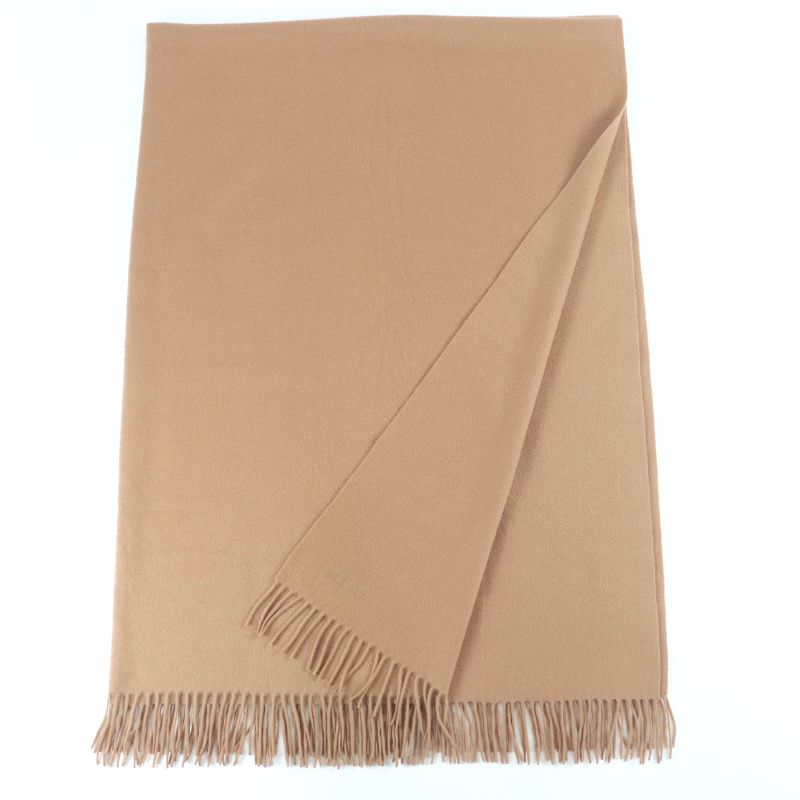 Hermes 100% Cashmere Logo Embroidered Fringed Extra Large Scarf Shawl