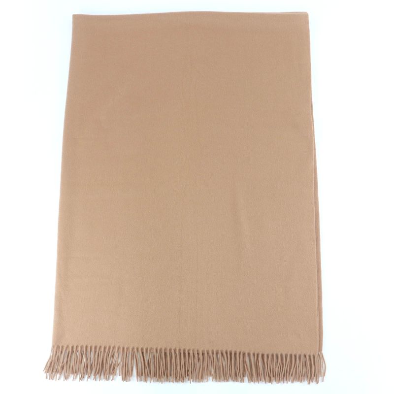 Hermes 100% Cashmere Logo Embroidered Fringed Extra Large Scarf Shawl