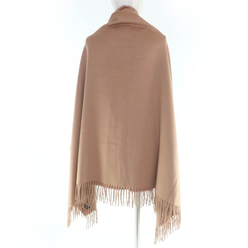 Hermes 100% Cashmere Logo Embroidered Fringed Extra Large Scarf Shawl