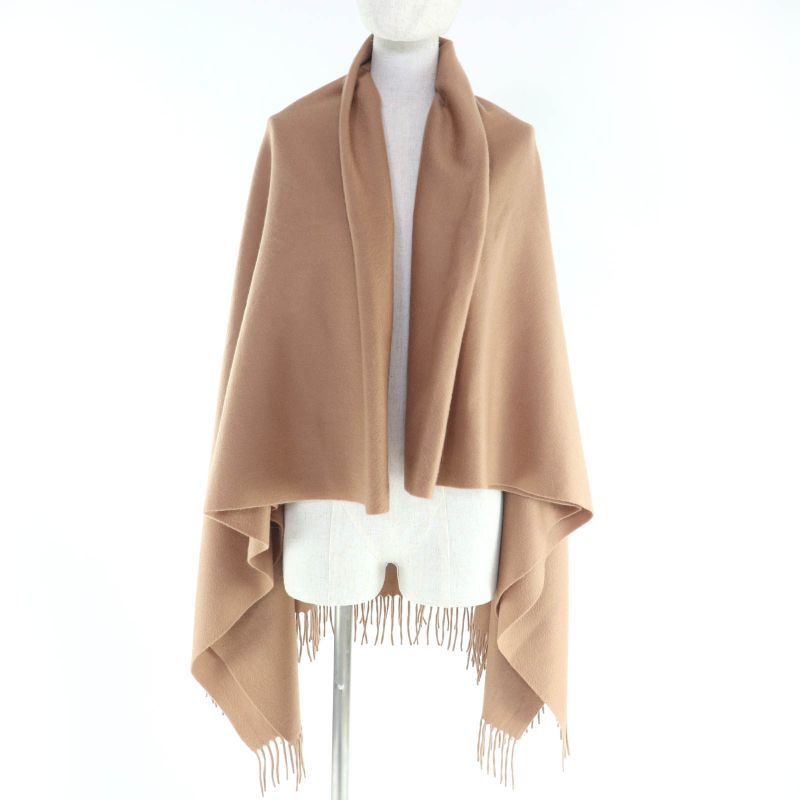 Hermes 100% Cashmere Logo Embroidered Fringed Extra Large Scarf Shawl