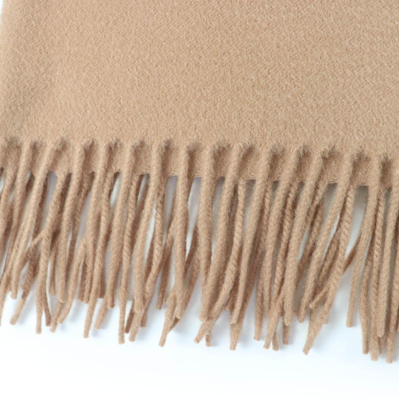 Hermes 100% Cashmere Logo Embroidered Fringed Extra Large Scarf Shawl