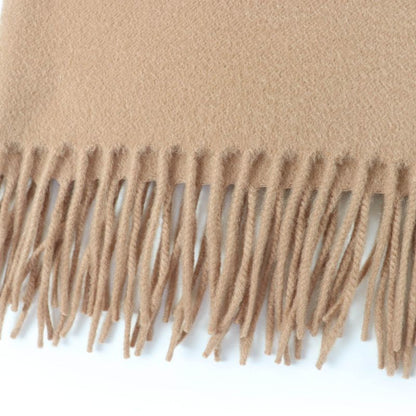 Hermes 100% Cashmere Logo Embroidered Fringed Extra Large Scarf Shawl