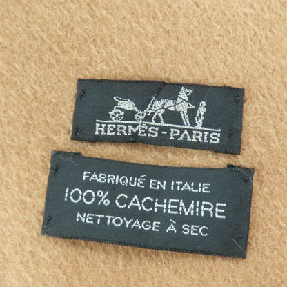 Hermes 100% Cashmere Logo Embroidered Fringed Extra Large Scarf Shawl