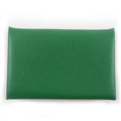 Hermes Bastia Vaux Epson Vert Bengal Silver Hardware Card Case Engraved B With