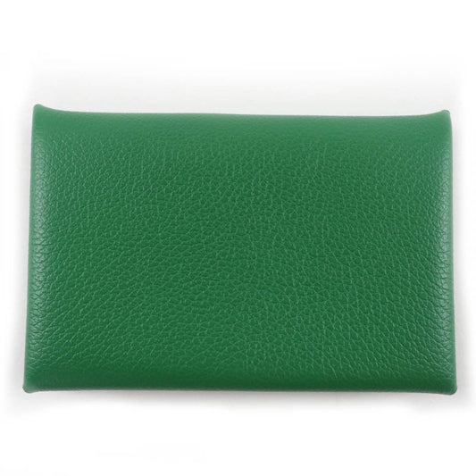 Hermes Bastia Vaux Epson Vert Bengal Silver Hardware Card Case Engraved B With