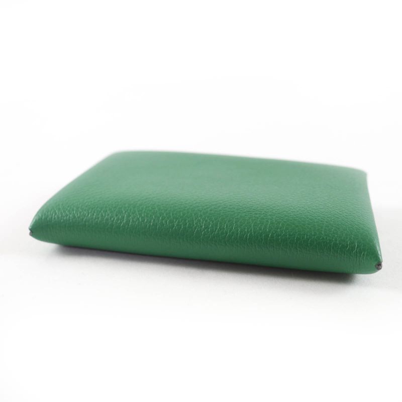 Hermes Bastia Vaux Epson Vert Bengal Silver Hardware Card Case Engraved B With