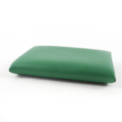 Hermes Bastia Vaux Epson Vert Bengal Silver Hardware Card Case Engraved B With