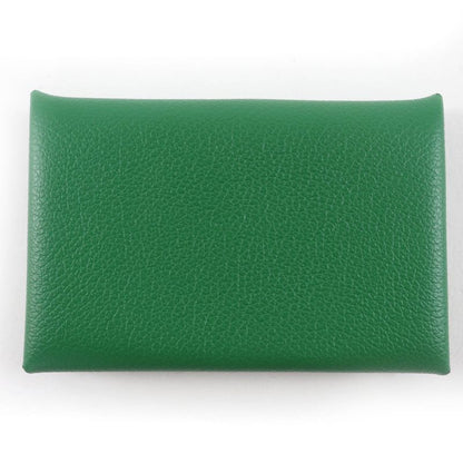 Hermes Bastia Vaux Epson Vert Bengal Silver Hardware Card Case Engraved B With