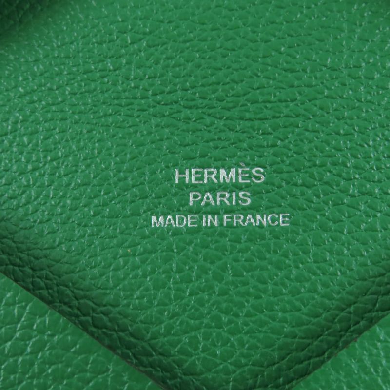 Hermes Bastia Vaux Epson Vert Bengal Silver Hardware Card Case Engraved B With