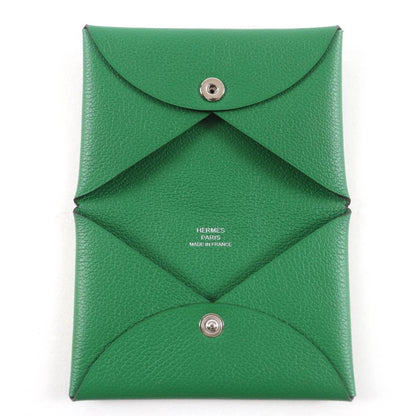 Hermes Bastia Vaux Epson Vert Bengal Silver Hardware Card Case Engraved B With