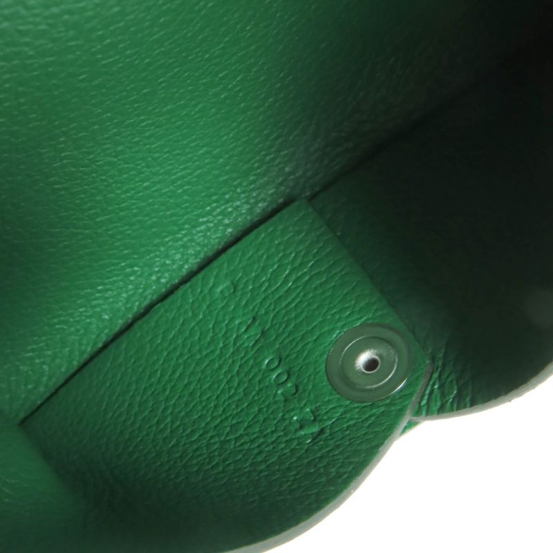 Hermes Bastia Vaux Epson Vert Bengal Silver Hardware Card Case Engraved B With