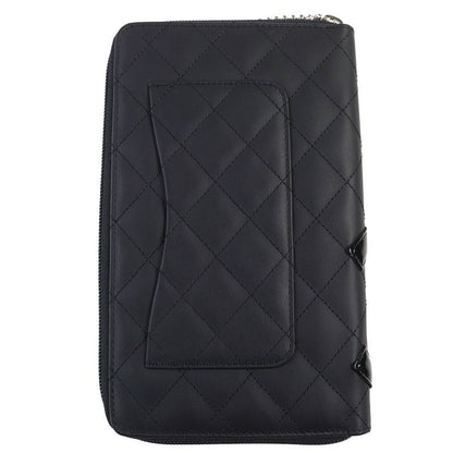 CHANEL A26710 Cambon Line Calfskin Coco Mark Round Zip Wallet Organizer Long