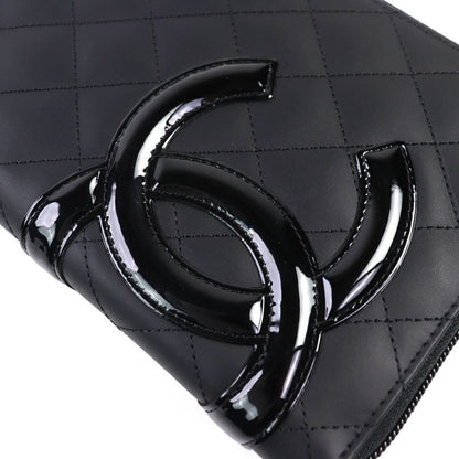 CHANEL A26710 Cambon Line Calfskin Coco Mark Round Zip Wallet Organizer Long