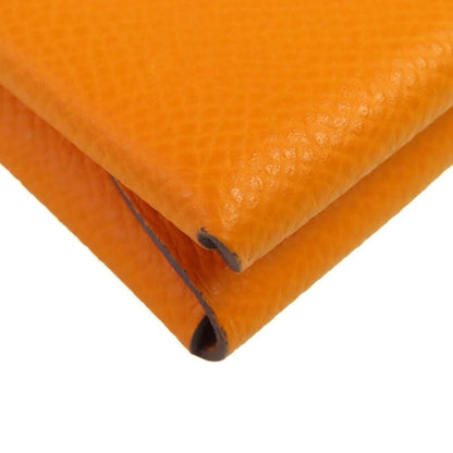 Hermes Calvi Duo Vaux Epson Silver Hardware Card Case Coin Case Orange With B