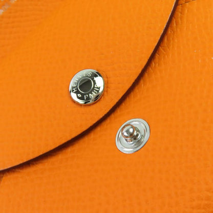 Hermes Calvi Duo Vaux Epson Silver Hardware Card Case Coin Case Orange With B