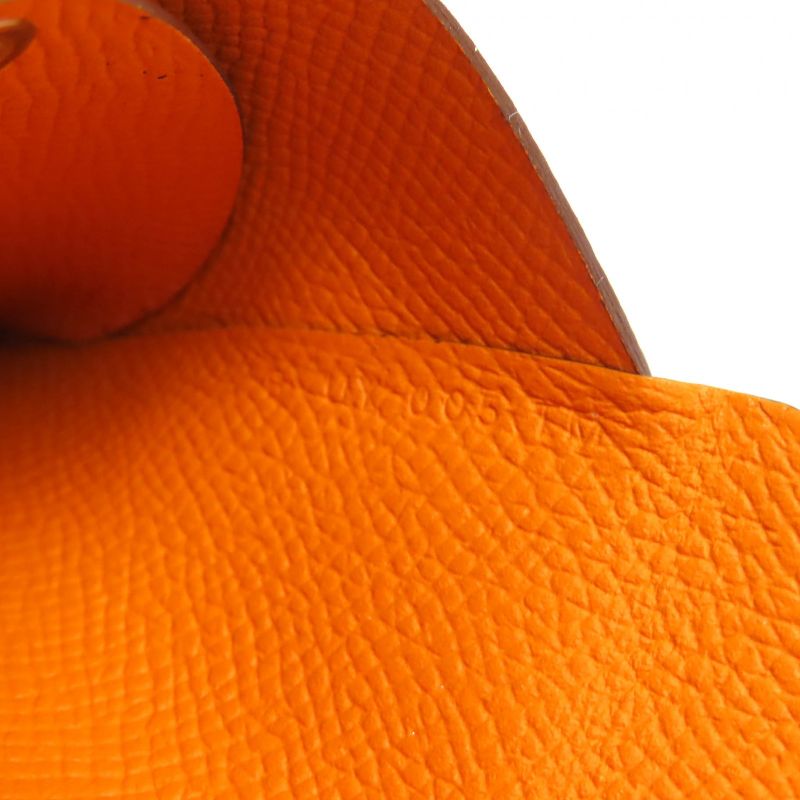 Hermes Calvi Duo Vaux Epson Silver Hardware Card Case Coin Case Orange With B