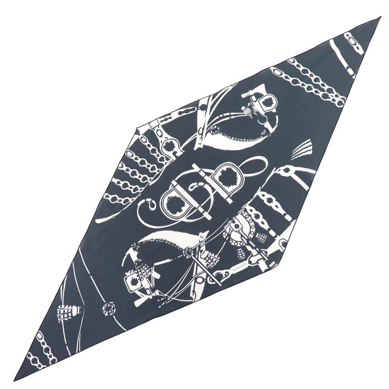 Hermes Rosange Court Harness 100% Cotton Orage/black/white Rhombus Current