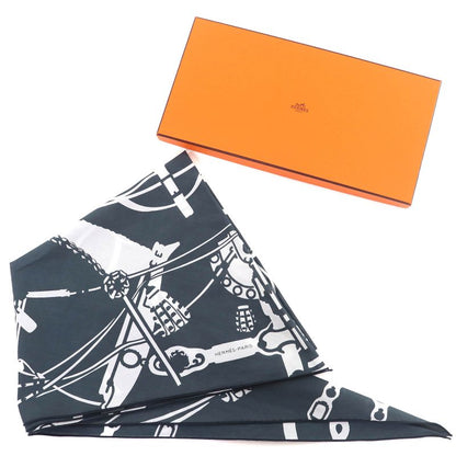 Hermes Rosange Court Harness 100% Cotton Orage/black/white Rhombus Current