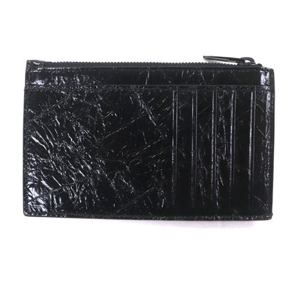 Balenciaga 766465 Crush Leather Fragment Case Card Boulder Coin Case Black