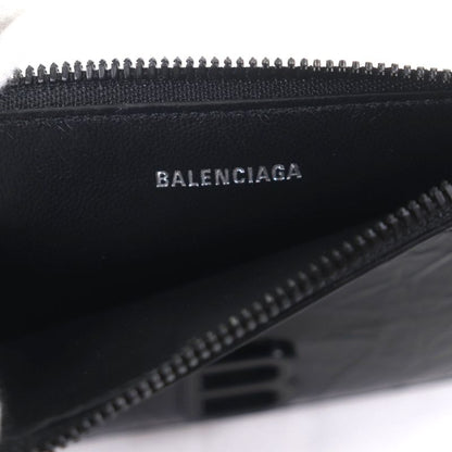 Balenciaga 766465 Crush Leather Fragment Case Card Boulder Coin Case Black
