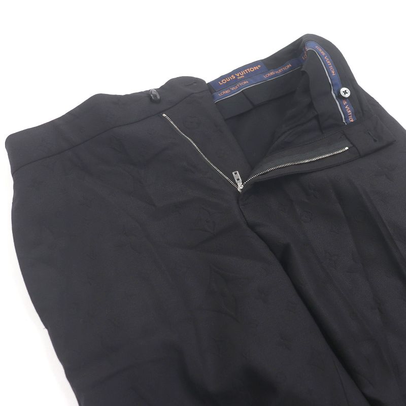 Louis Vuitton 22SS Monogram Embossed Logo Total Pattern Slacks Pants Black 38