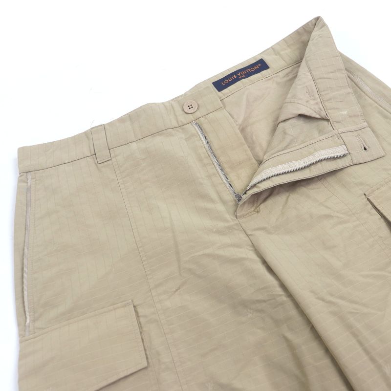 Louis Vuitton 23AW LV Logo Signature Ripstop Shorts Beige 50 Made In Italy