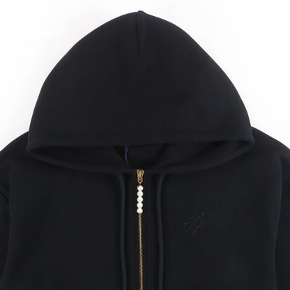 Louis Vuitton 24SS Cotton Embroidered Jersey Faux Pearl Zip Hoodie Black S With