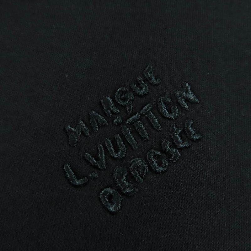 Louis Vuitton 24SS Cotton Embroidered Jersey Faux Pearl Zip Hoodie Black S With