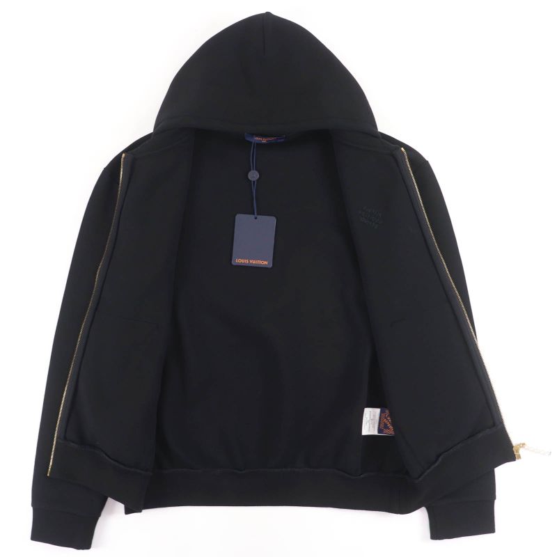 Louis Vuitton 24SS Cotton Embroidered Jersey Faux Pearl Zip Hoodie Black S With