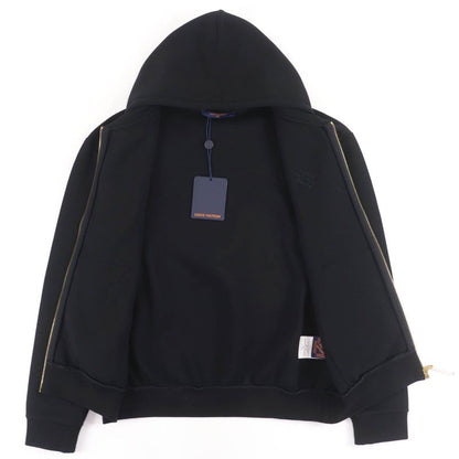 Louis Vuitton 24SS Cotton Embroidered Jersey Faux Pearl Zip Hoodie Black S With