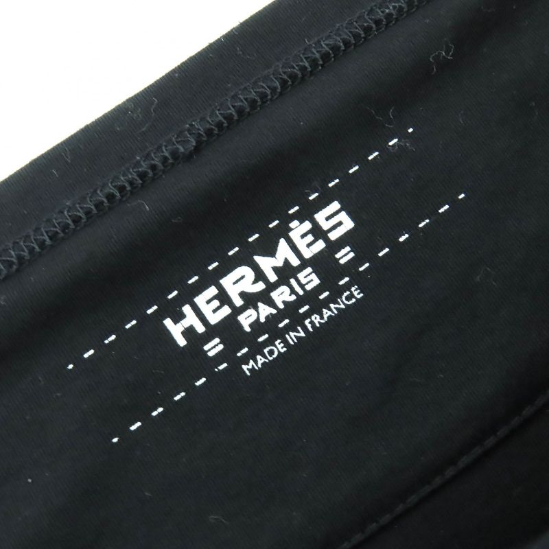 Hermes 100% Cotton Embroidered Pockets Boat Neck Tunic Dress Black 36 Made In