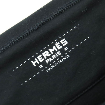 Hermes 100% Cotton Embroidered Pockets Boat Neck Tunic Dress Black 36 Made In