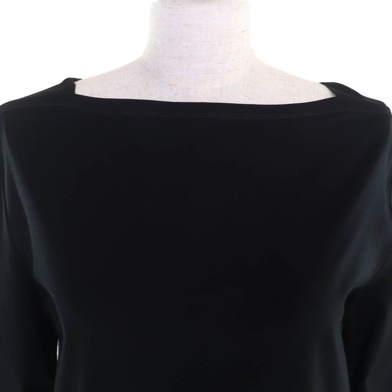 Hermes 100% Cotton Embroidered Pockets Boat Neck Tunic Dress Black 36 Made In