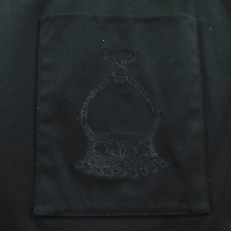 Hermes 100% Cotton Embroidered Pockets Boat Neck Tunic Dress Black 36 Made In